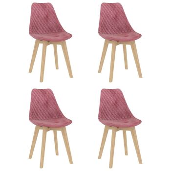 Homestoreking Chaises de salle à manger 4 pcs velours rose 17