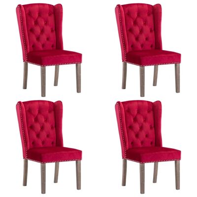 Homestoreking Dining room chairs 4 pcs velvet wine red 25