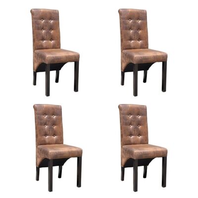 Homestoreking Dining room chairs 4 pcs artificial leather brown 4