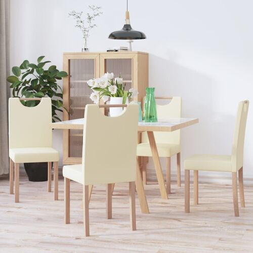 Homestoreking Eetkamerstoelen 4 st kunstleer crèmekleurig 3