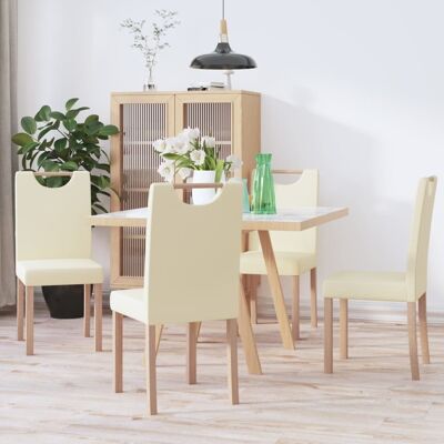 Homestoreking Dining room chairs 4 pcs faux leather cream colored 3