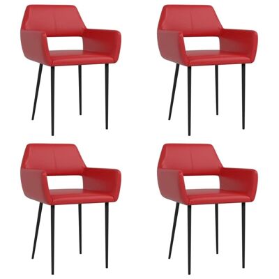 Homestoreking Sillas de comedor 4 uds cuero artificial rojo vino 8