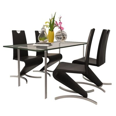 Homestoreking Sillas de comedor 4 piezas cuero artificial negro 19