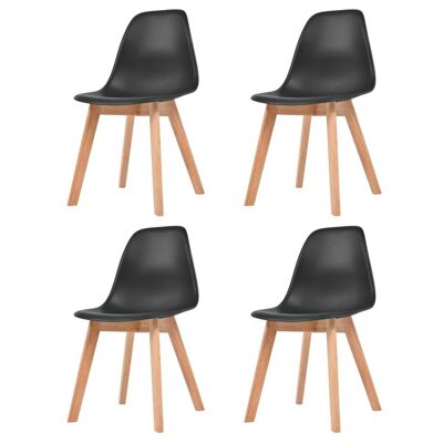 Homestoreking Chaises de salle à manger 4 pcs plastique noir 1
