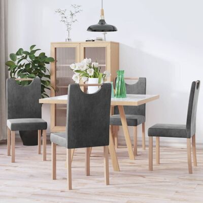 Homestoreking Eetkamerstoelen 4 st kunstsuède grijs 1