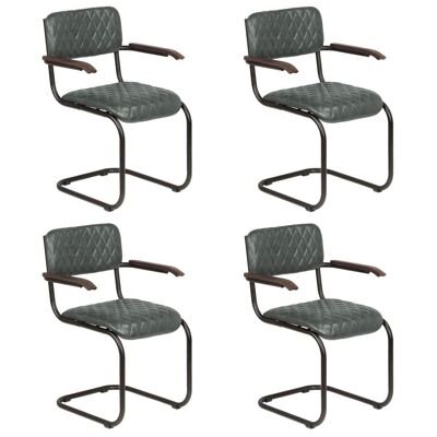 Homestoreking Dining room chairs 4 pcs with armrests genuine leather 2