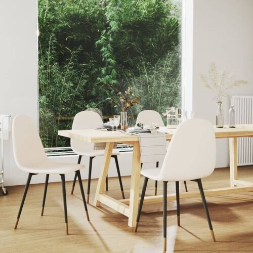 Homestoreking Eetkamerstoelen 4 st stof crèmekleurig 3