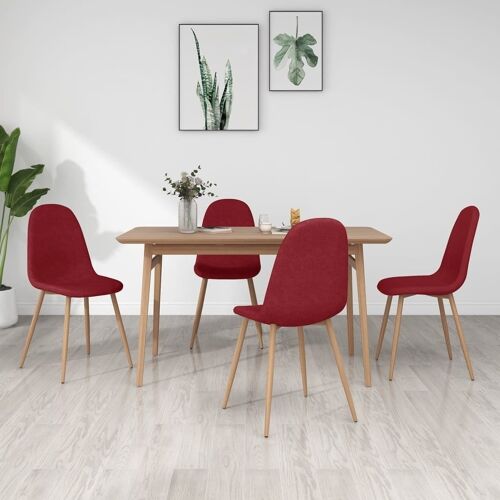 Homestoreking Eetkamerstoelen 4 st stof wijnrood 2