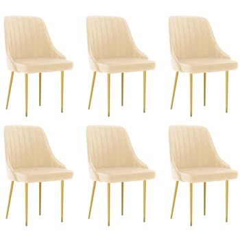 Homestoreking Chaises de salle à manger 6 pcs velours couleur crème 4