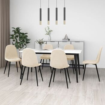 Homestoreking Chaises de salle à manger 6 pcs velours blanc crème 2