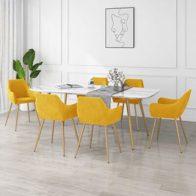 Homestoreking Dining room chairs 6 pcs velvet yellow 8