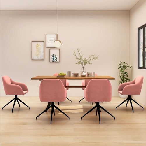 Homestoreking Eetkamerstoelen 6 st fluweel roze 7