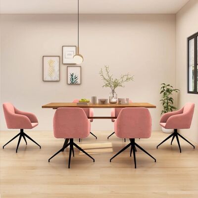 Homestoreking Dining room chairs 6 pcs velvet pink 7