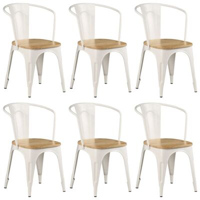 Homestoreking Chaises de salle à manger 6 pcs bois de manguier massif blanc