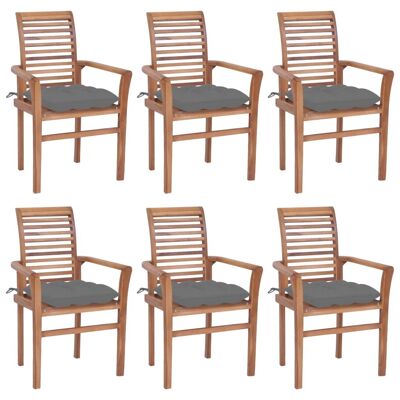 Homestoreking Chaises de salle à manger 6 pcs avec coussins gris massif 2