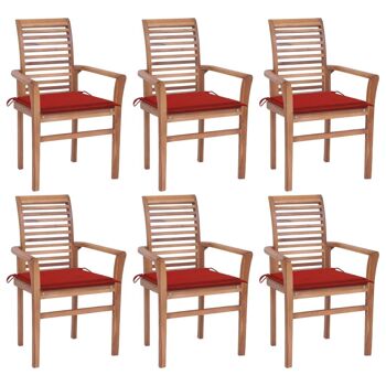 Homestoreking Chaises de salle à manger 6 pcs avec coussins rouges solide te