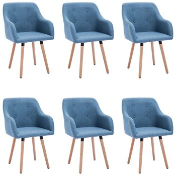Homestoreking Chaises de salle à manger 6 pcs tissu bleu 2