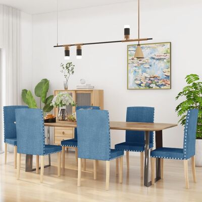 Homestoreking Esszimmerstühle 6 Stück Stoff blau 6