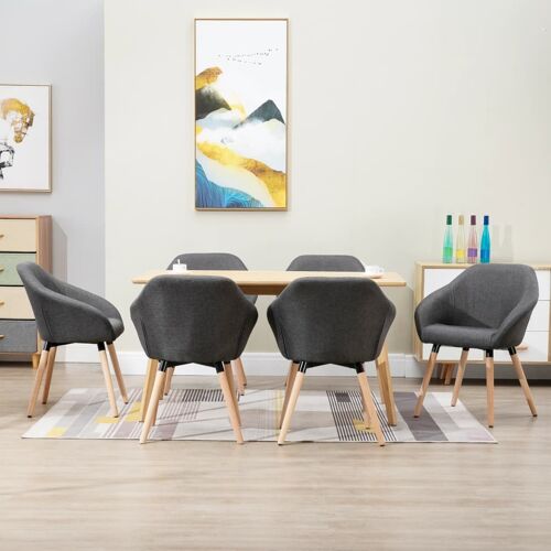 Homestoreking Eetkamerstoelen 6 st stof donkergrijs 16