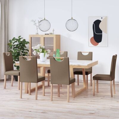 Homestoreking Dining room chairs 6 pcs fabric taupe 5