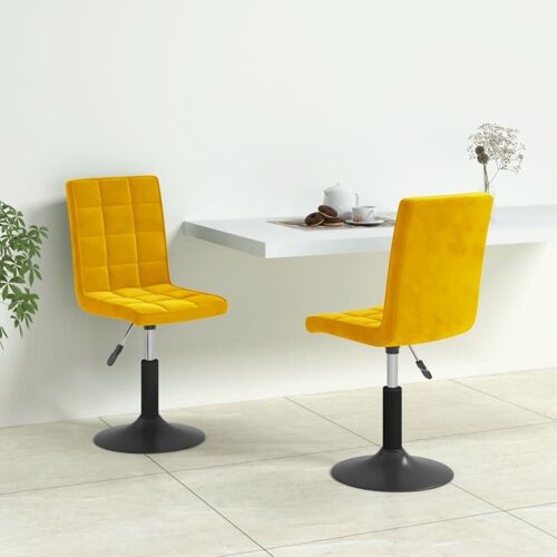 Homestoreking Eetkamerstoelen draaibaar 2 st fluweel mosterdge 36