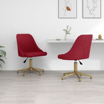 Homestoreking Chaises de salle à manger rotatives 2 pcs velours rouge vin 5