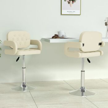 Homestoreking Chaises de salle à manger rotatives 2 pcs cuir artificiel couleur crème 2