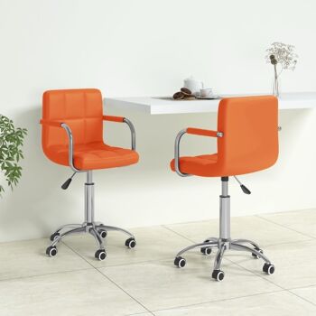 Homestoreking Chaises de salle à manger rotatives 2 pcs cuir artificiel orange 9