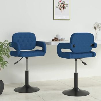 Homestoreking Chaises de salle à manger rotatives 2 pcs tissu bleu 12