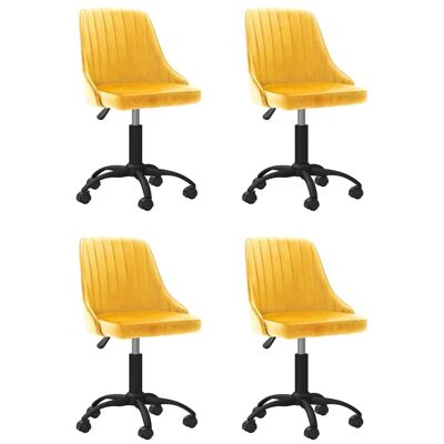 Homestoreking Dining room chairs rotatable 4 pcs velvet yellow 10