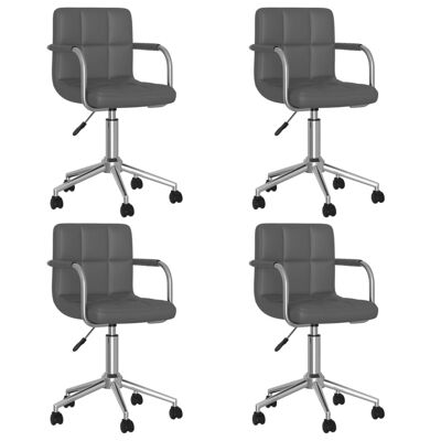 Homestoreking Chaises de salle à manger rotatives 4 pcs cuir artificiel gris 3