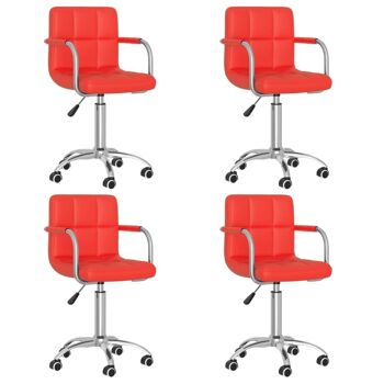 Homestoreking Chaises de salle à manger rotatives 4 pcs cuir artificiel rouge 1