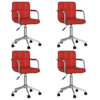 Homestoreking Chaises de salle à manger rotatives 4 pcs simili cuir rouge vin 3