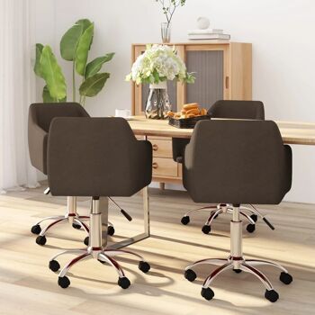 Homestoreking Chaises de salle à manger rotatives 4 pcs tissu marron foncé 1