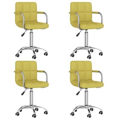 Homestoreking Dining room chairs rotatable 4 pcs fabric green 3