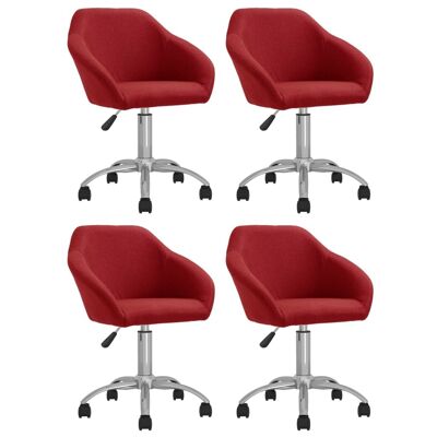 Homestoreking Dining room chairs rotatable 4 pcs fabric wine red 30