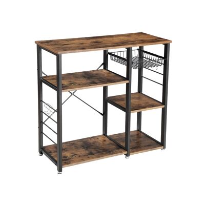 Homestoreking kitchen shelves with S-shaped hooks - industrial style - brown and black