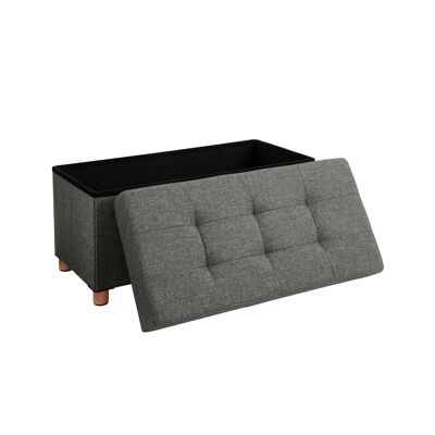 Caja de asiento con patas de madera, gris oscuro