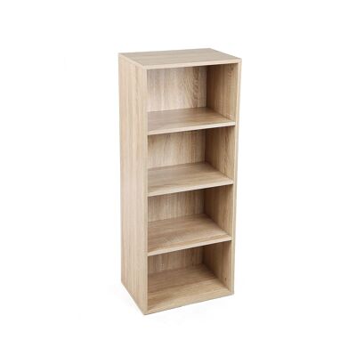 Librería con 4 estantes, aspecto madera