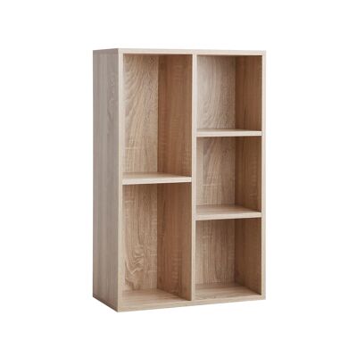 Bookcase with 5 compartments, wood look