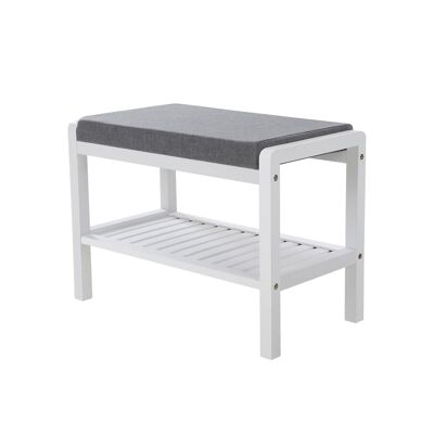Upholstered shoe bench bamboo white-grey