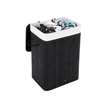 Panier à linge bambou 72 L noir 1