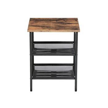 Tables d'appoint Homestoreking - Style vintage industriel - Marron avec cadre en métal noir - Ensemble de deux 3