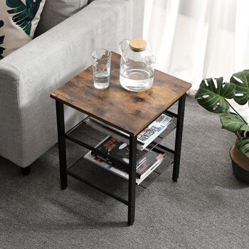 Tables d'appoint Homestoreking - Style vintage industriel - Marron avec cadre en métal noir - Ensemble de deux 4