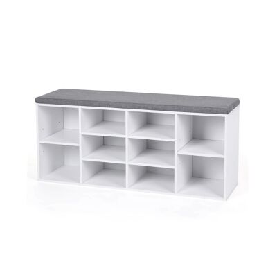 Upholstered shoe bench white-grey