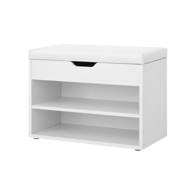 Upholstered shoe bench 2 compartments white