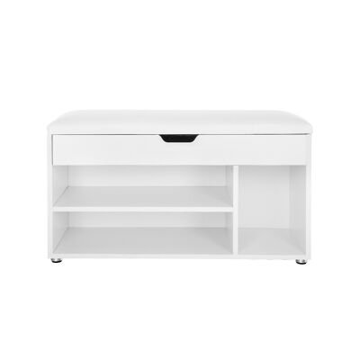 Upholstered shoe bank 3 compartments white