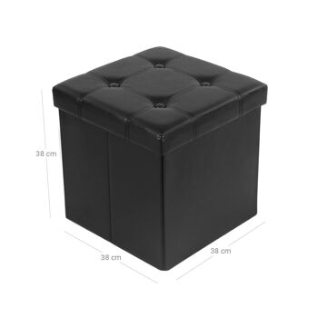 Petit cube de siège en cuir artificiel noir 8