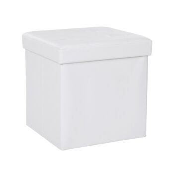 Cube simili cuir blanc 1