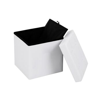 Cube simili cuir blanc 3